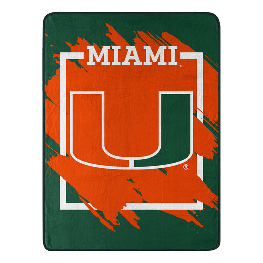 Miami Hurricanes Blanket 46x60 Micro Raschel Dimensional Design Rolled