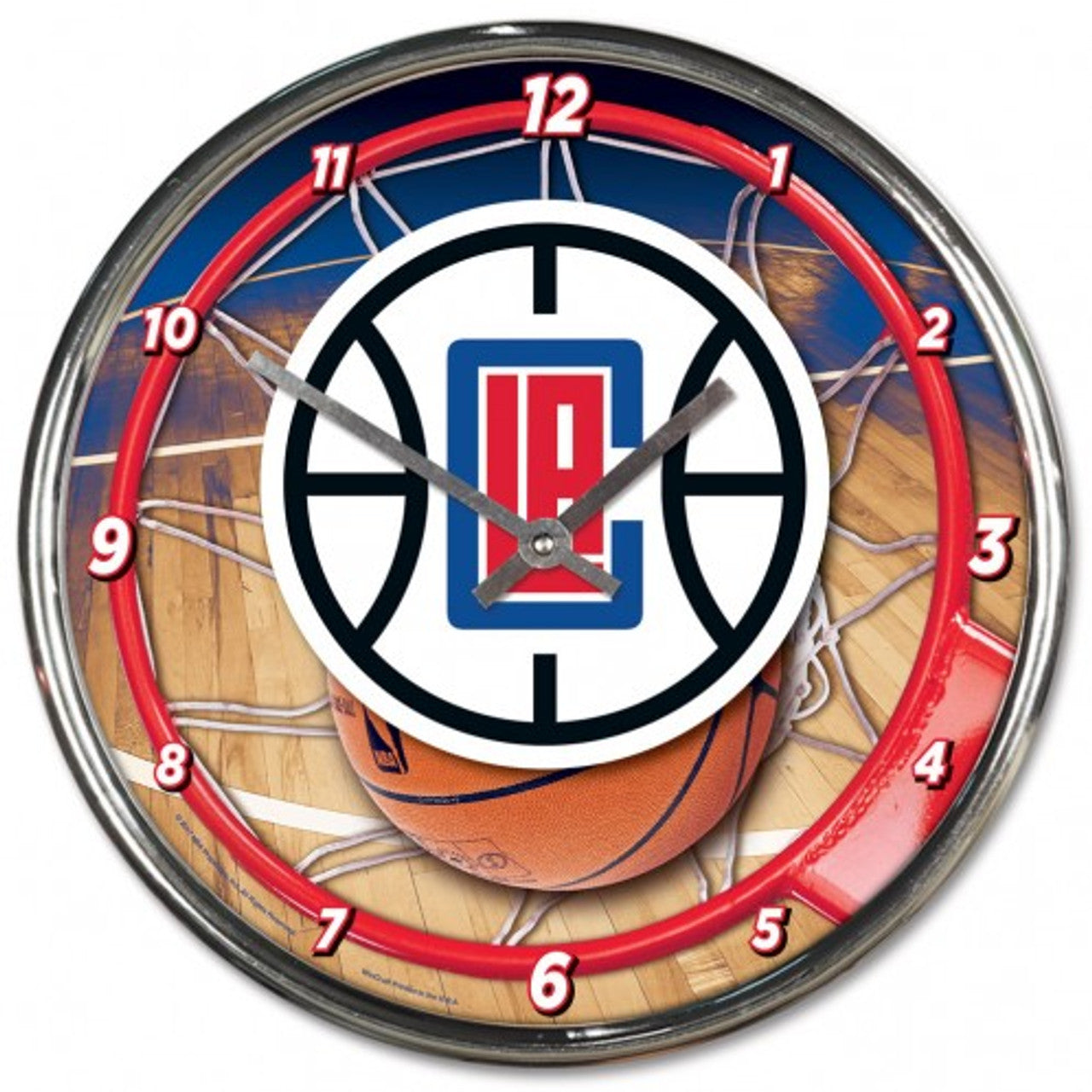 Los Angeles Clippers Clock Round Wall Style Chrome