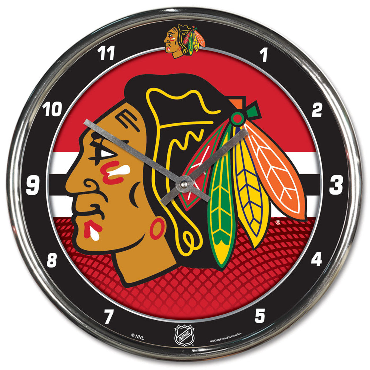 Chicago Blackhawks Round Chrome Wall Clock