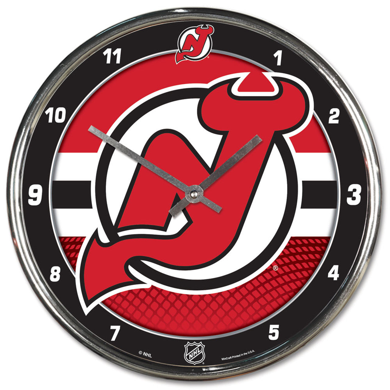 New Jersey Devils Clock Round Wall Style Chrome