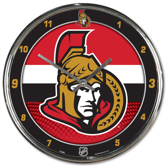 Ottawa Senators Clock Round Wall Style Chrome