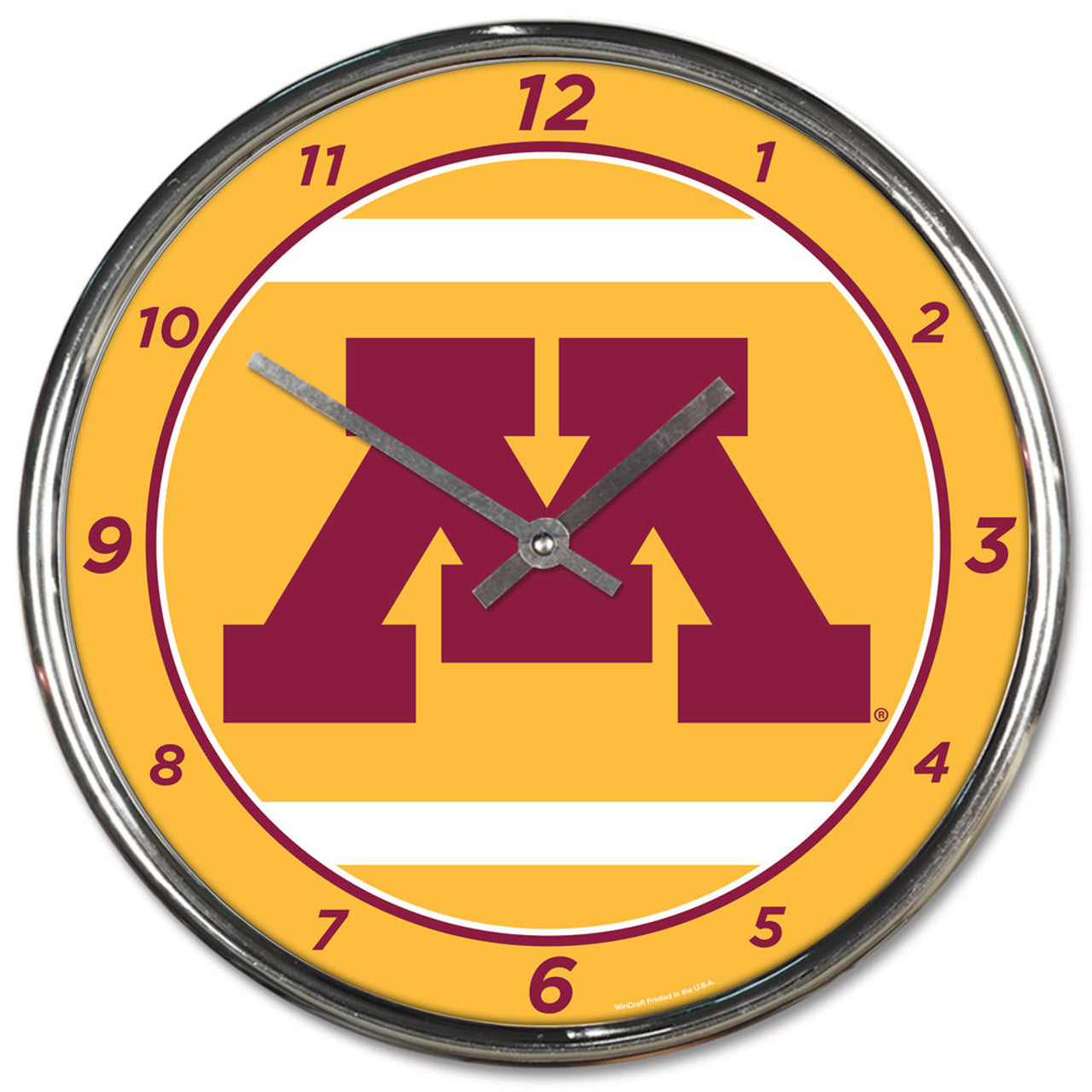 Minnesota Golden Gophers Clock Round Wall Style Chrome