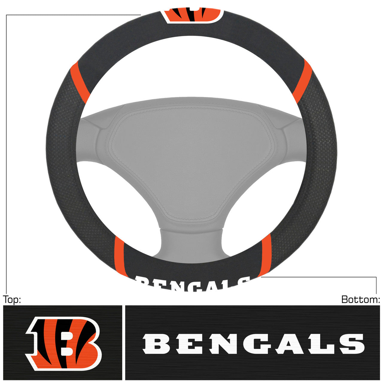 Cincinnati Bengals Steering Wheel Cover Mesh/Stitched