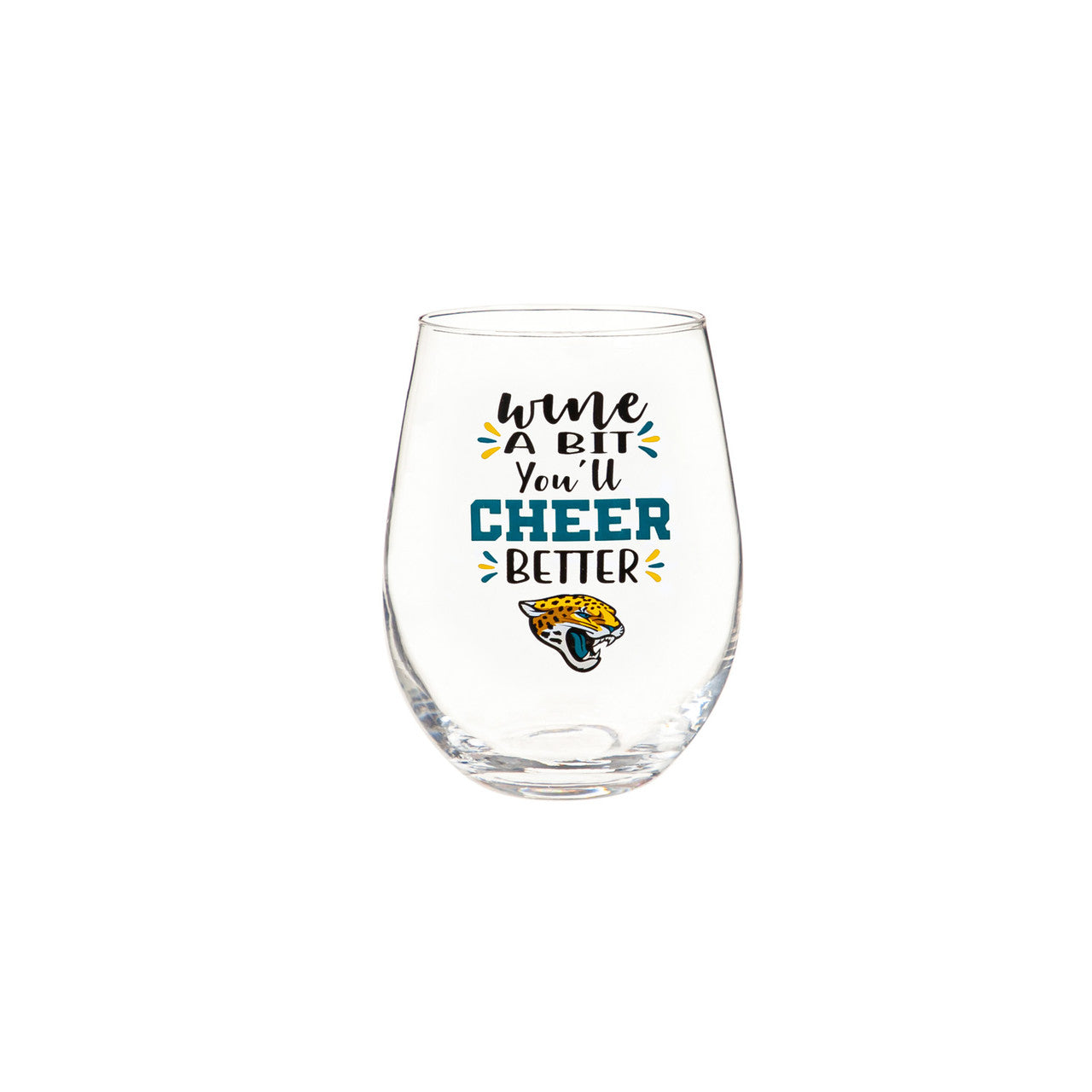 Jacksonville Jaguars Glass 17oz Wine Stemless Boxed