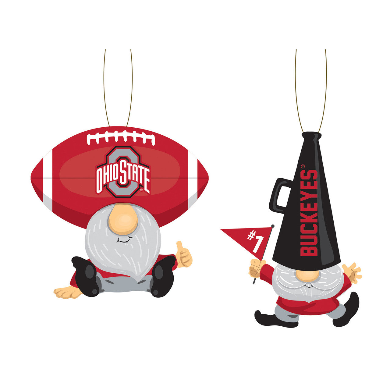 Ohio State Buckeyes Ornament Gnome Fan 2 Pack