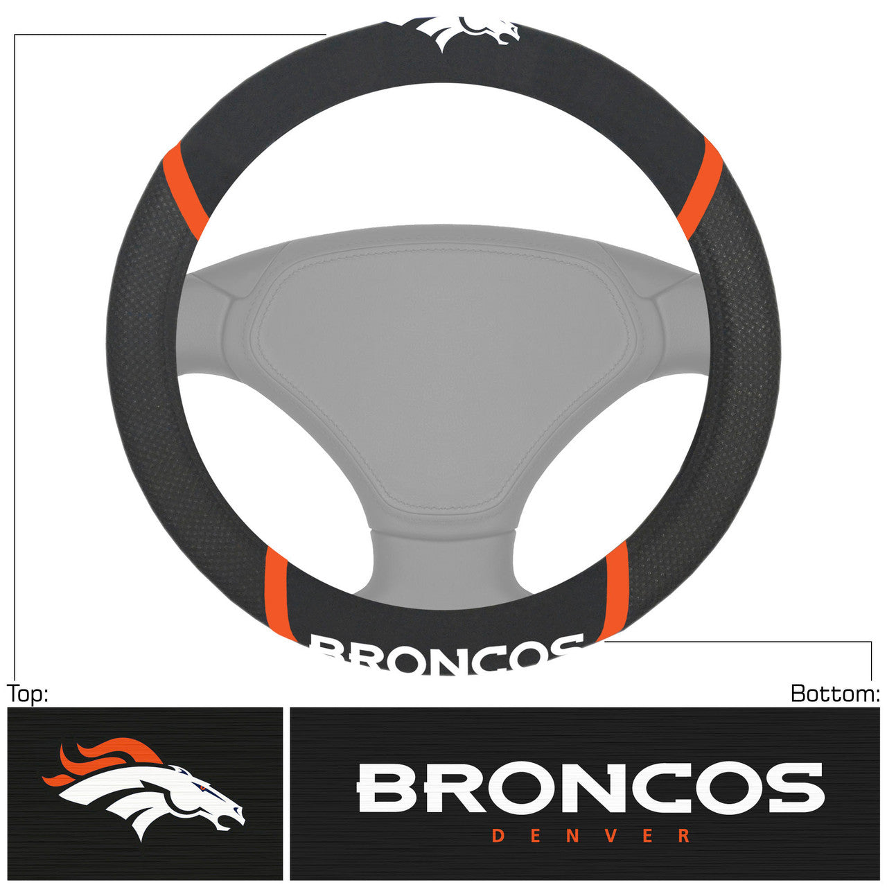 Denver Broncos Steering Wheel Cover Mesh/Stitched