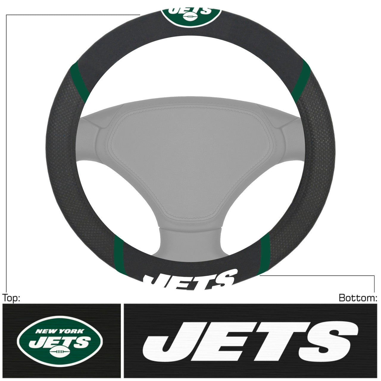 New York Jets Steering Wheel Cover Mesh/Stitched