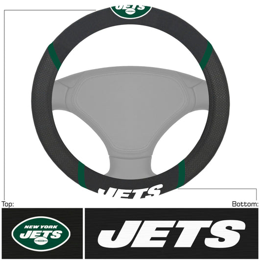 New York Jets Steering Wheel Cover Mesh/Stitched