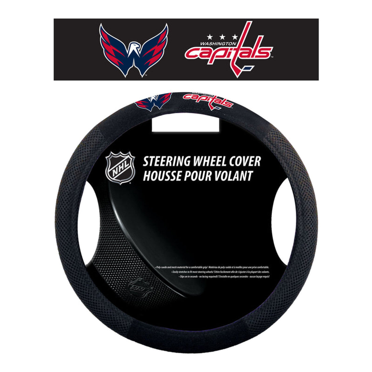 Washington Capitals Steering Wheel Cover Mesh Style CO