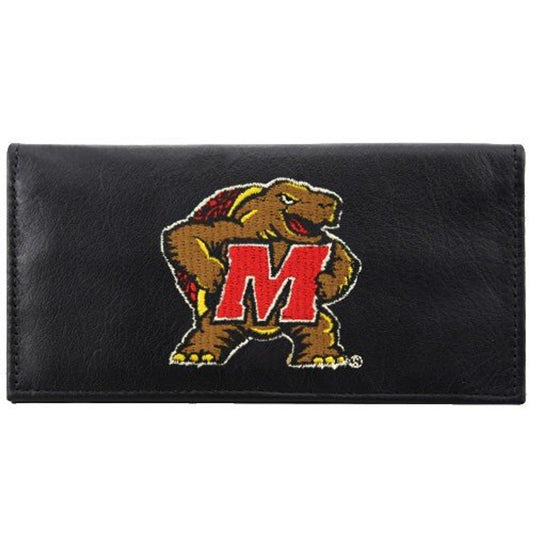 Maryland Terrapins Checkbook Cover Embroidered Leather CO