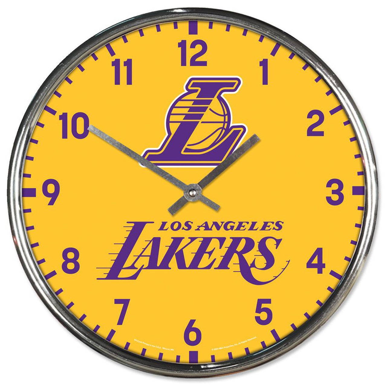 Los Angeles Lakers Clock Round Wall Style Chrome