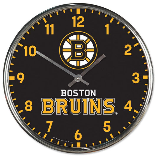 Boston Bruins Round Chrome Wall Clock