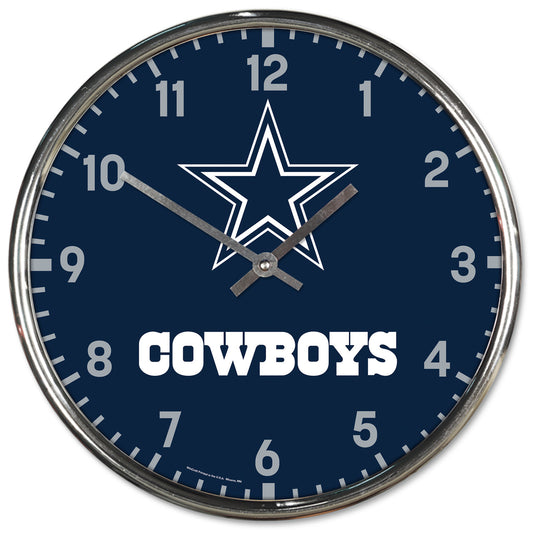 Dallas Cowboys Round Chrome Wall Clock