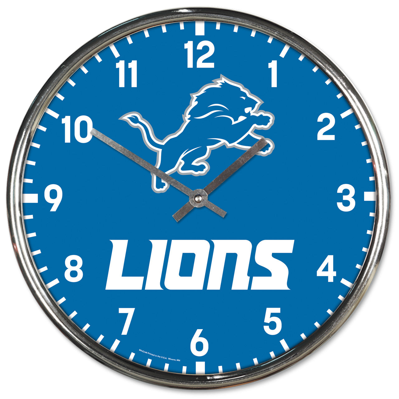 Detroit Lions Round Chrome Wall Clock