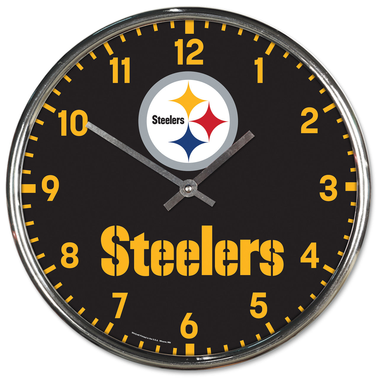 Pittsburgh Steelers Round Chrome Wall Clock