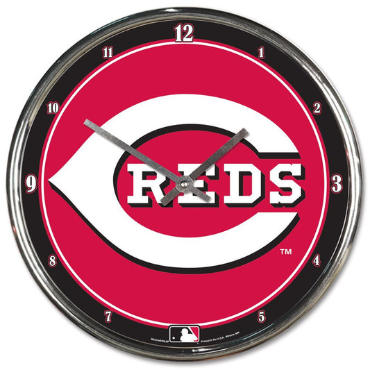 Cincinnati Reds Round Chrome Wall Clock