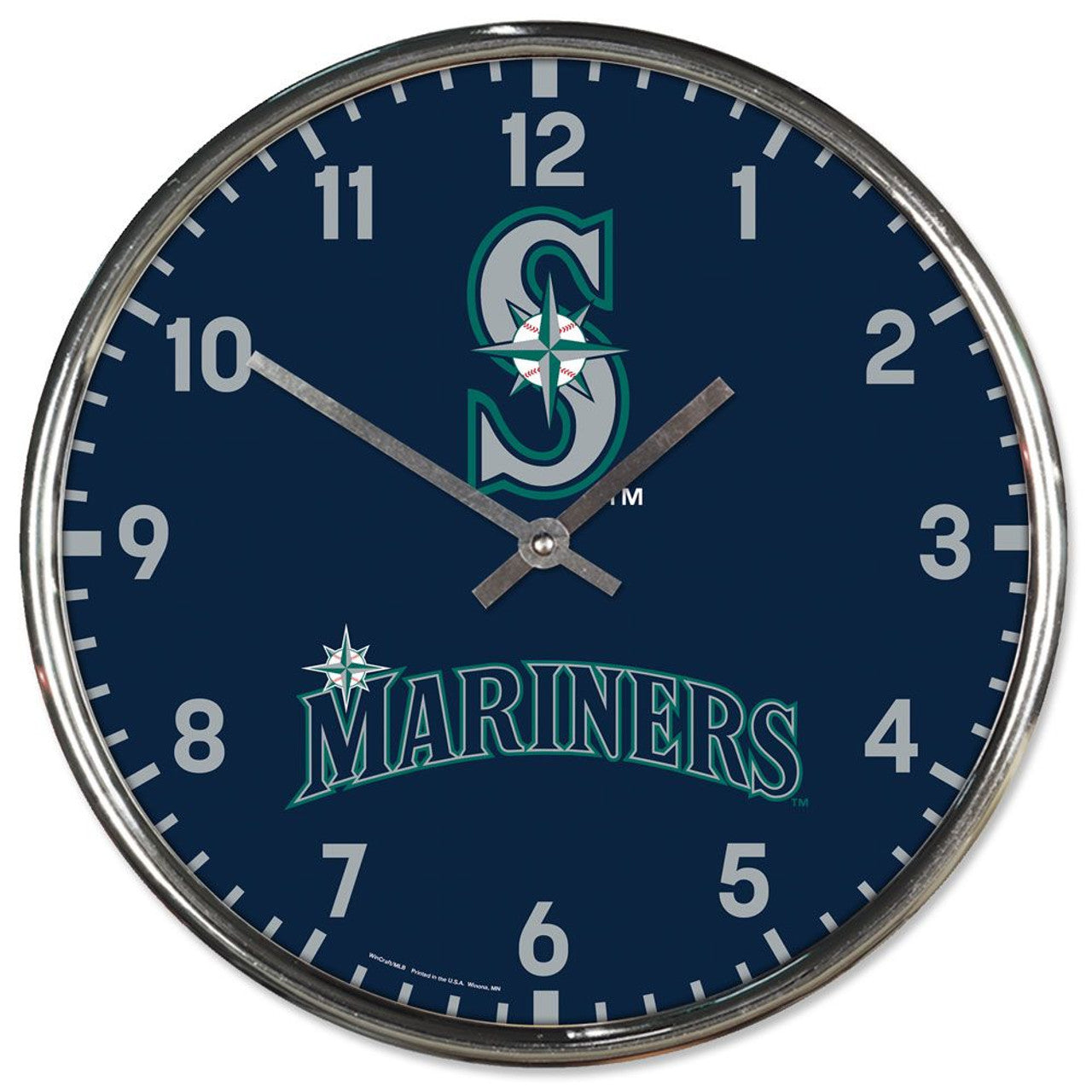 Seattle Mariners Clock Round Wall Style Chrome