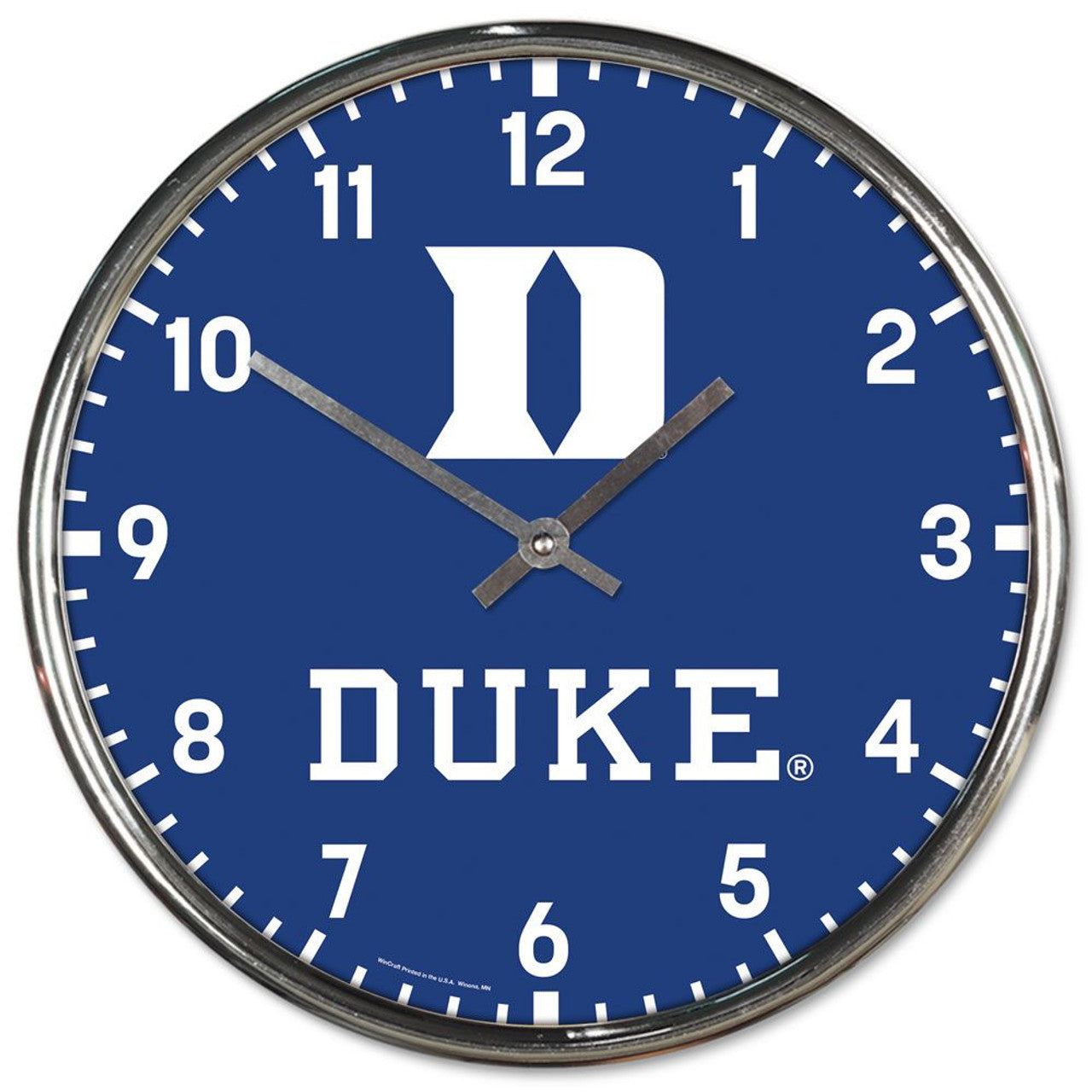 Duke Blue Devils Clock Round Wall Style Chrome