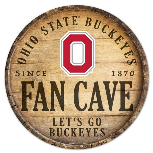 Ohio State Buckeyes Sign Wood 14 Inch Round Barrel Top Design