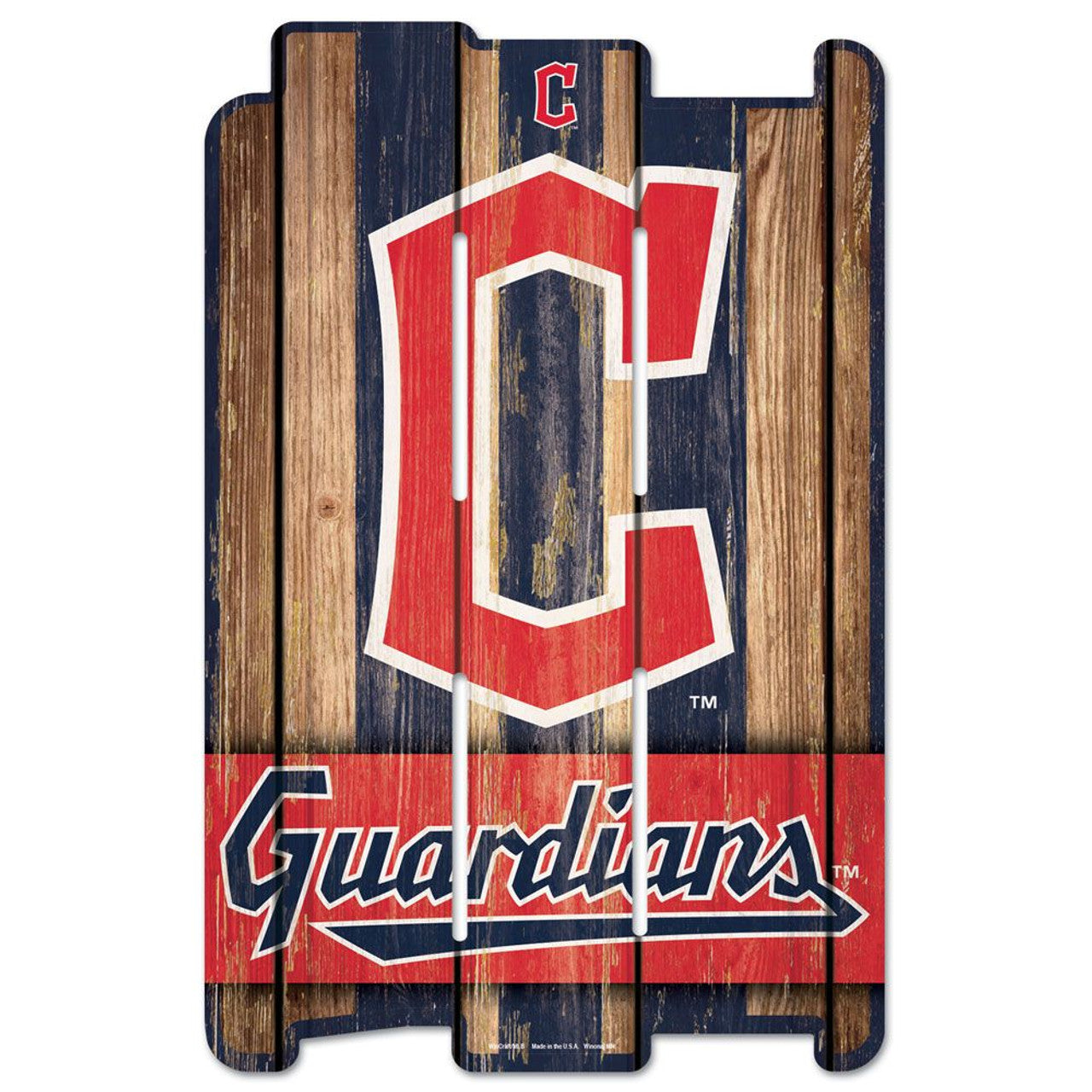 Cleveland Guardians Sign 11x17 Wood Fence Style