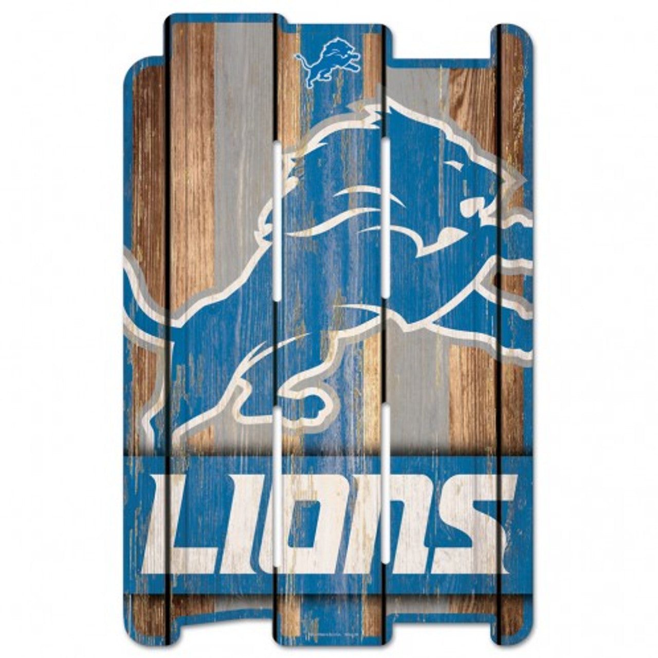 Detroit Lions Sign 11x17 Wood Fence Style