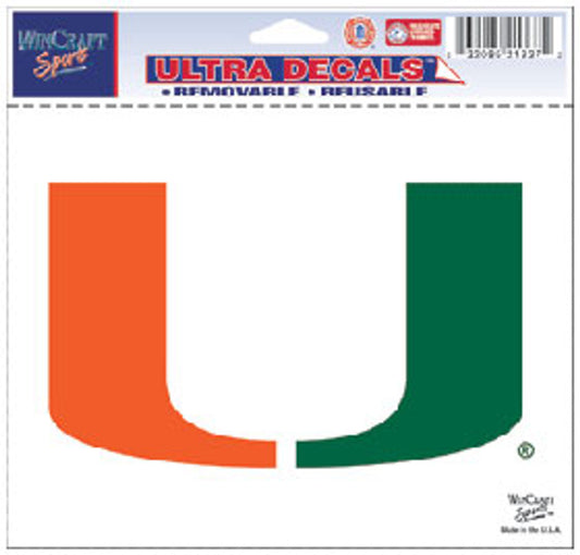 Miami Hurricanes Decal 5x6 Ultra Color