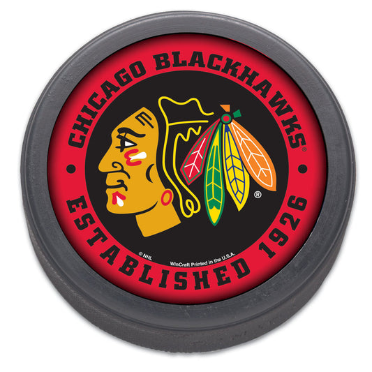 Chicago Blackhawks Hockey Puck Packaged Est 1926 Design