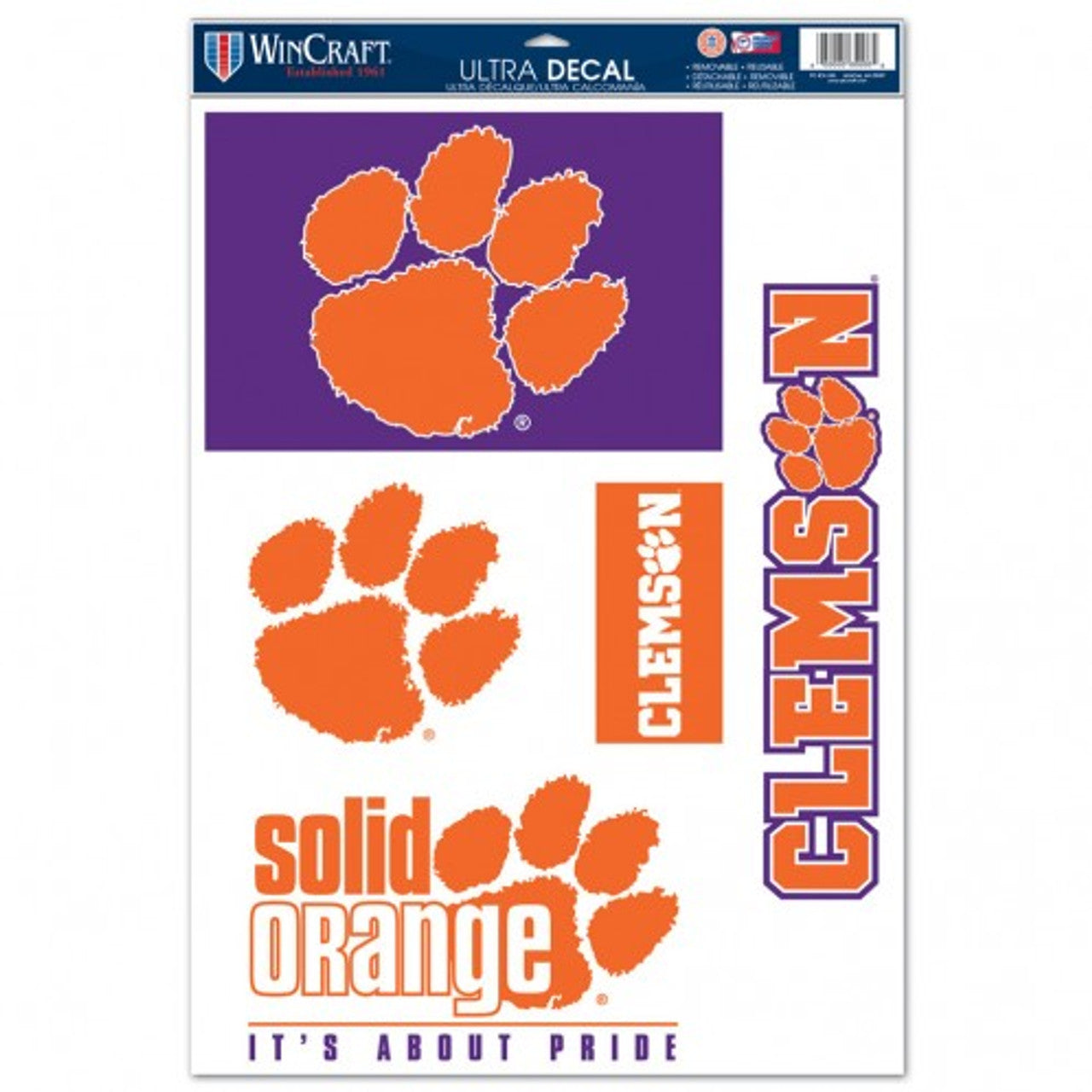 Clemson Tigers Decal 11x17 Ultra 4pc