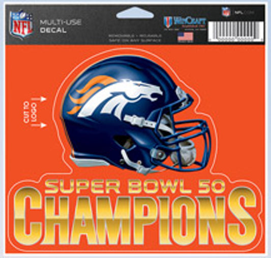 Denver Broncos 5x6 Color Ultra Decal Super Bowl 50 Champion