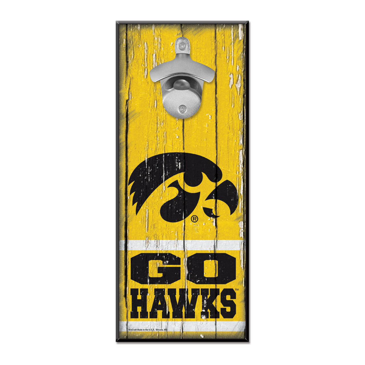 Iowa Hawkeyes Sign Wood 5x11 Bottle Opener