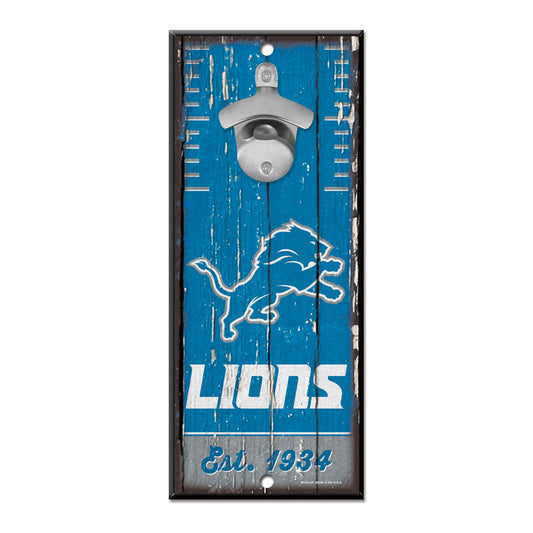 Detroit Lions Sign Wood 5x11 Bottle Opener