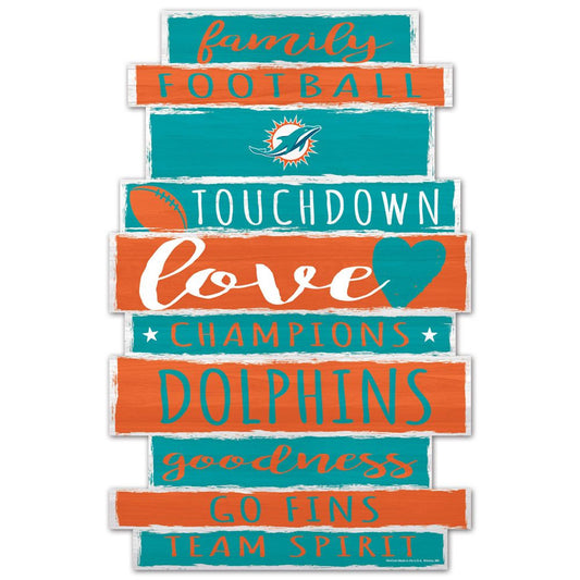 Miami Dolphins Sign 11x17 Wood Family Word Design