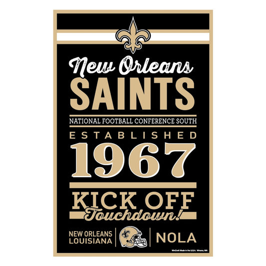 New Orleans Saints Sign 11x17 Wood Established Design