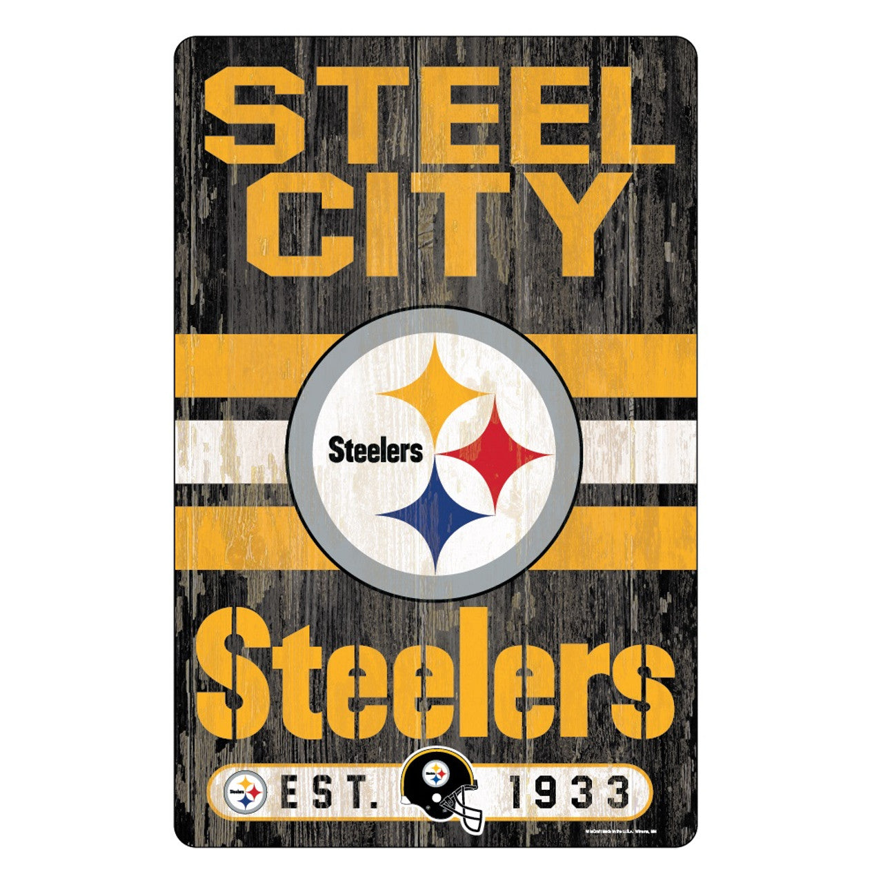 Pittsburgh Steelers Sign 11x17 Wood Slogan Design