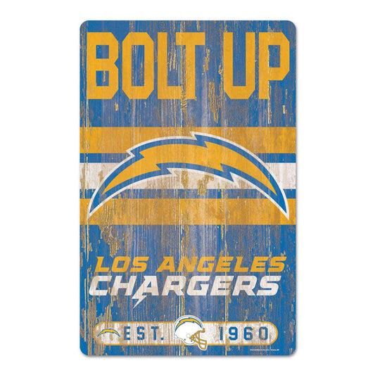 Los Angeles Chargers Sign 11x17 Wood Slogan Design