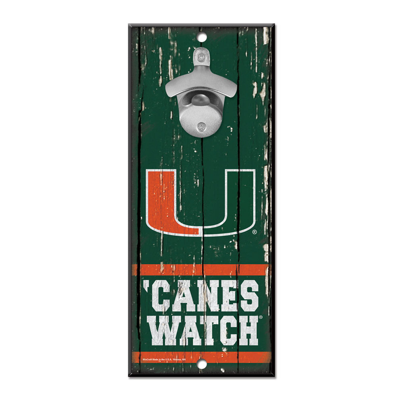 Miami Hurricanes Sign Wood 5x11 Bottle Opener