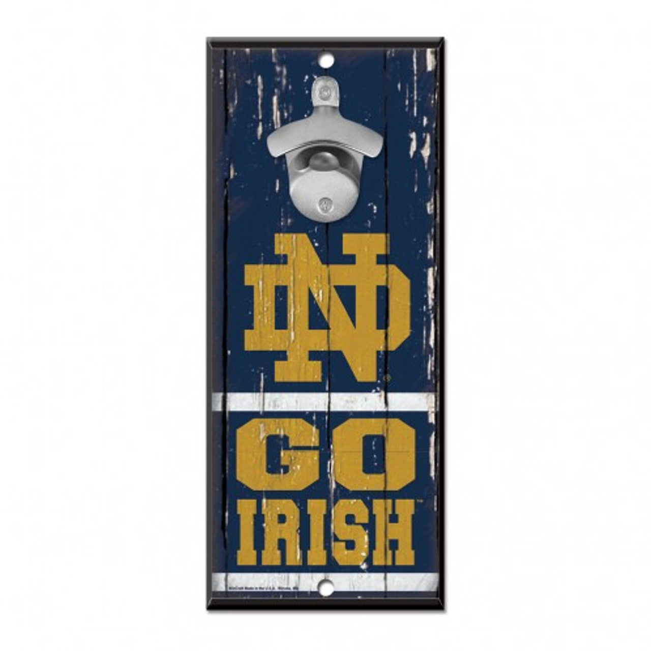 Notre Dame Fighting Irish Sign Wood 5x11 Bottle Opener