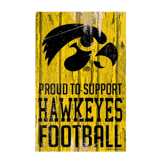 Iowa Hawkeyes Sign 11x17 Wood Proud to Support Design