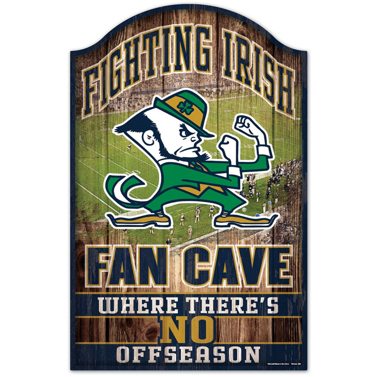 Notre Dame Fighting Irish Sign 11x17 Wood Fan Cave Design