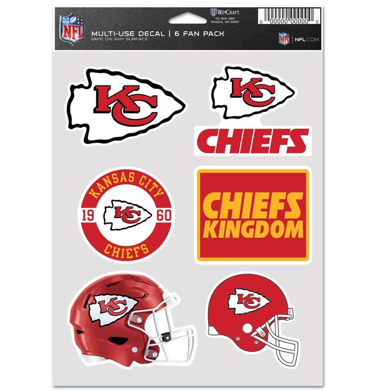 Kansas City Chiefs Decal Multi Use Fan 6 Pack