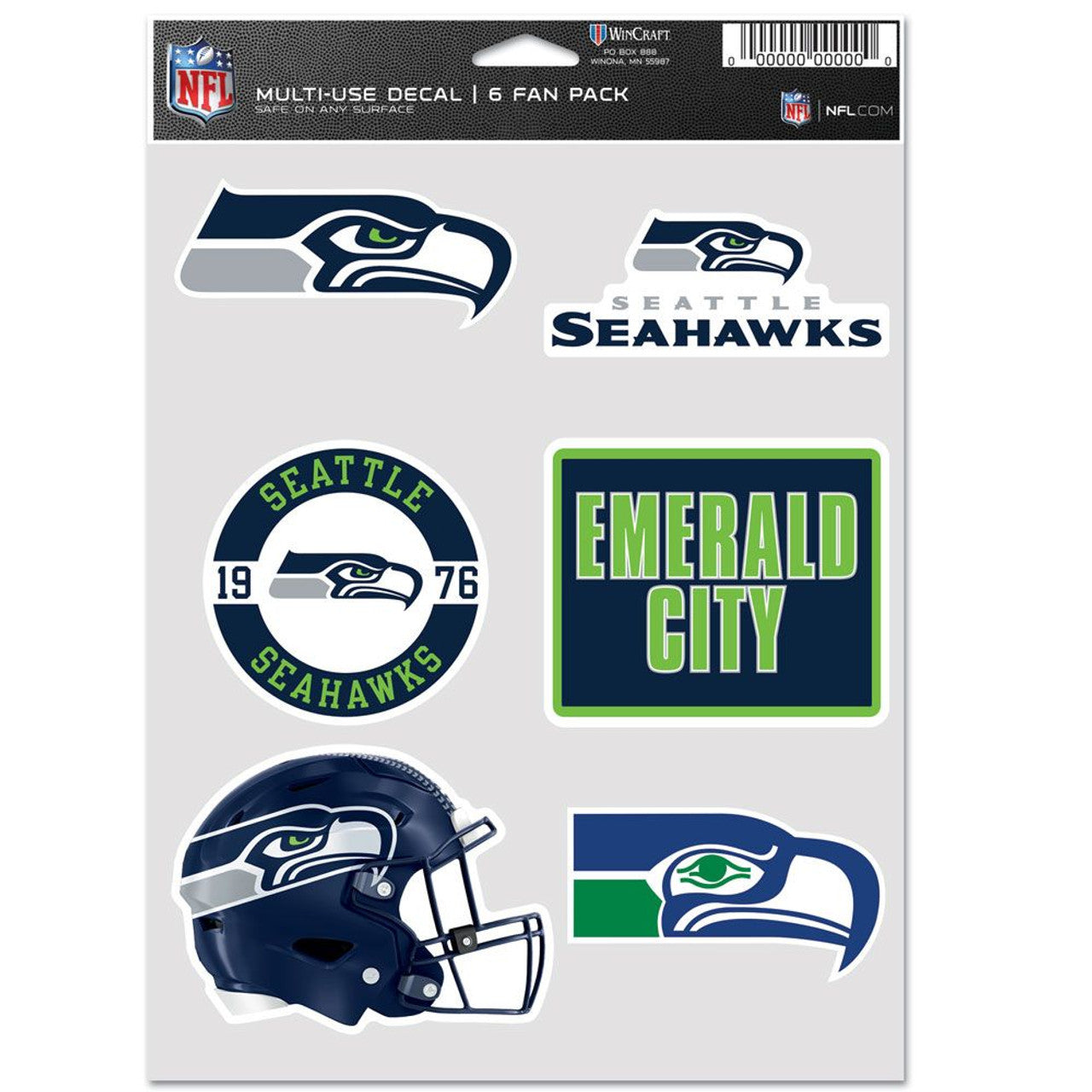 Seattle Seahawks Decal Multi Use Fan 6 Pack