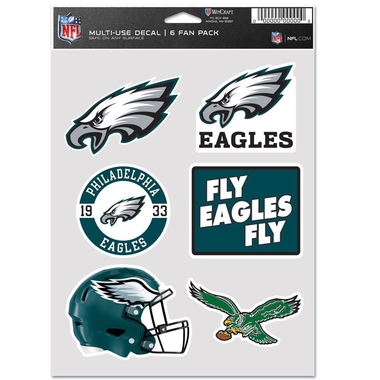 Philadelphia Eagles Decal Multi Use Fan 6 Pack