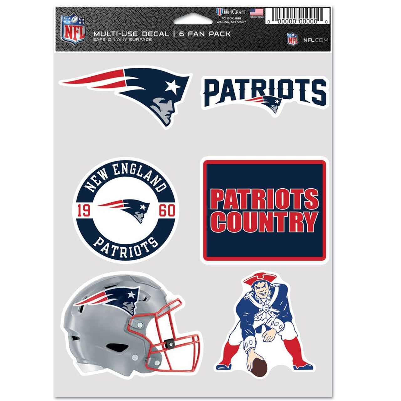 New England Patriots Decal Multi Use Fan 6 Pack