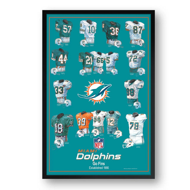 Miami Dolphins Framed Print 10x13 Uniform Heritage