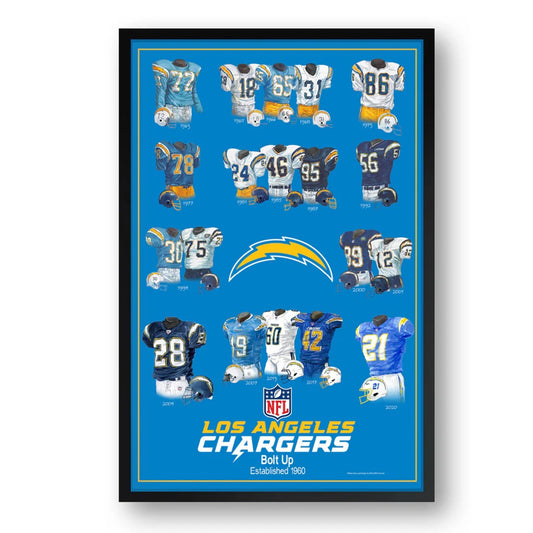 Los Angeles Chargers Framed Print 10x13 Uniform Heritage