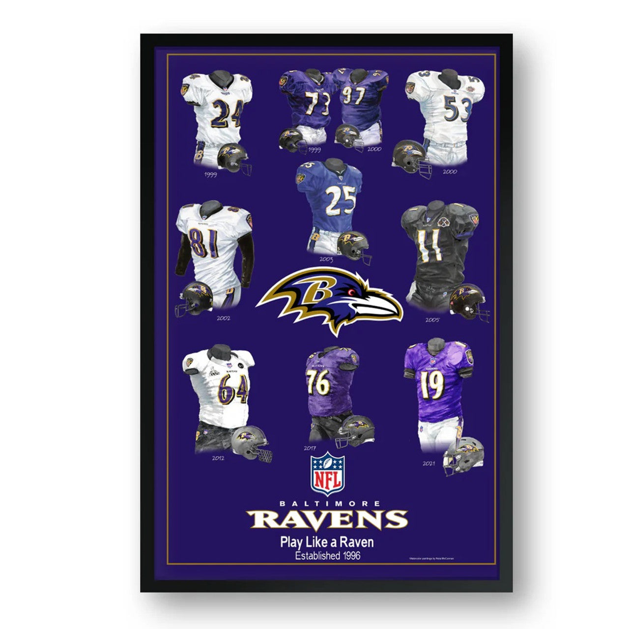 Baltimore Ravens Framed Print 10x13 Uniform Heritage