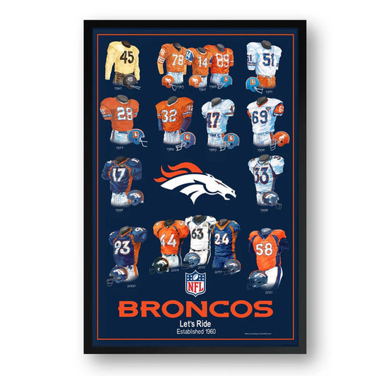 Denver Broncos Framed Print 10x13 Uniform Heritage