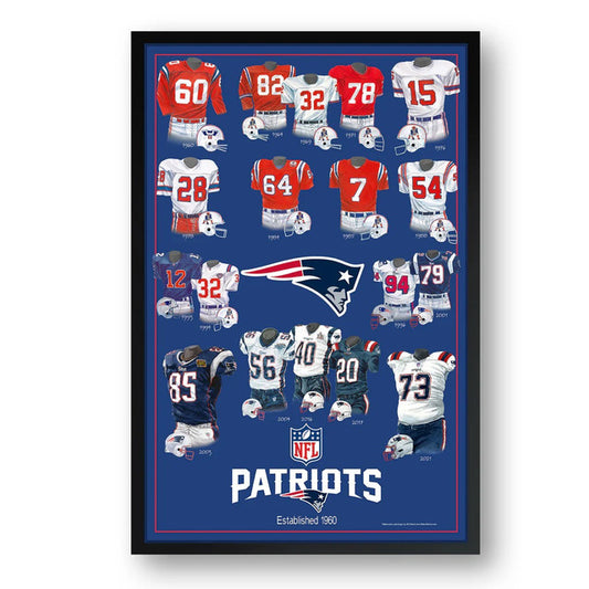 New England Patriots Framed Print 10x13 Uniform Heritage