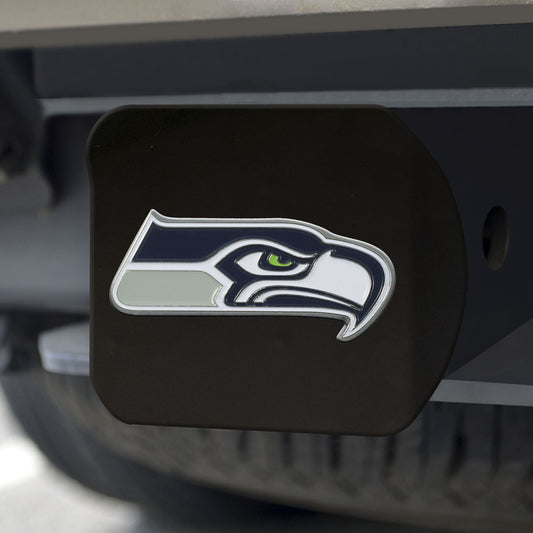 Seattle Seahawks Hitch Cover Color Emblem on Black