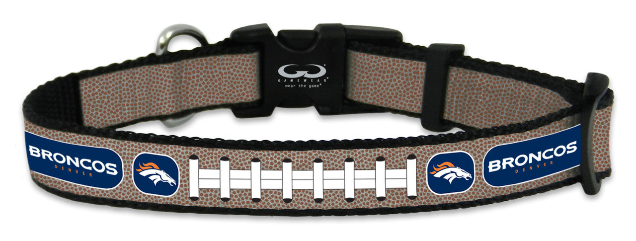 Denver Broncos Pet Collar Reflective Football Size Small CO